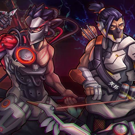 2048x2048 Genji And Hanzo Overwatch Artwork Ipad Air HD 4k Wallpapers, Images, Backgrounds ...