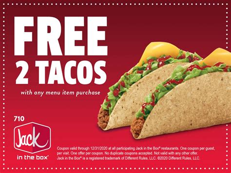 2 free tacos with any purchase all year at Jack in the Box restaurants #jackinthebox | The ...