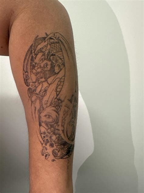 Evil Dragon and Koi Semi-Permanent Tattoo | EasyTatt™