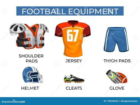 Special Equipment for Professional Football Player Set Stock Vector ...