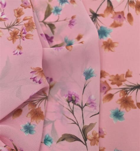 Teal Floral Print Georgette Chiffon Fabric. – Zuraiq Textiles