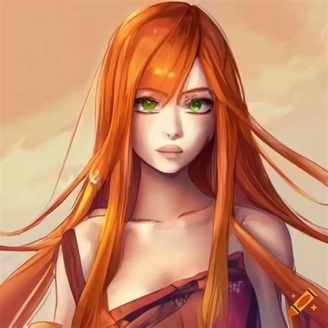 Anime girl with long orange hair named kristina villamizar on Craiyon