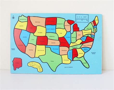 RESERVED United States puzzle map kids toy by kitschcafe on Etsy