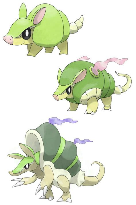 three different types of pokemons are shown in this image, one is green ...