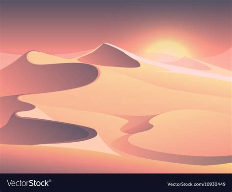 Desert sunset landscape with sand dunes Royalty Free Vector