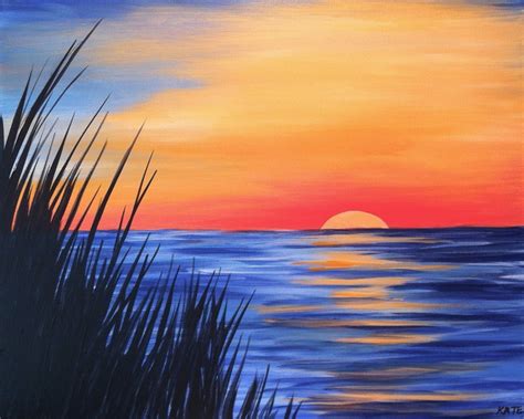 Beach Grass by Kate | Sunset canvas painting, Landscape paintings ...