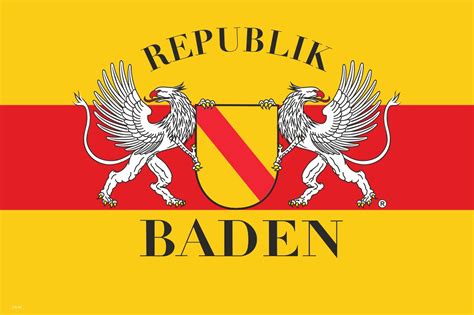 Fahne Republik Baden mit Wappen und Greif-32810