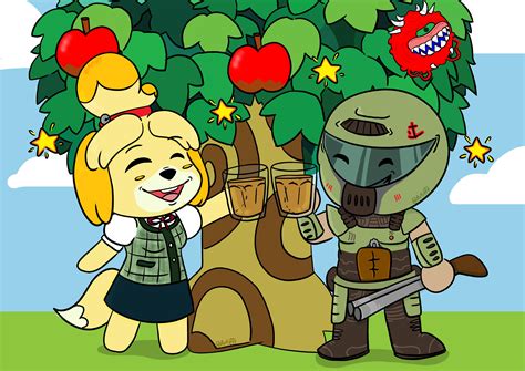 Isabelle and Doom Guy share a Drink. Art by me. : r/Doom