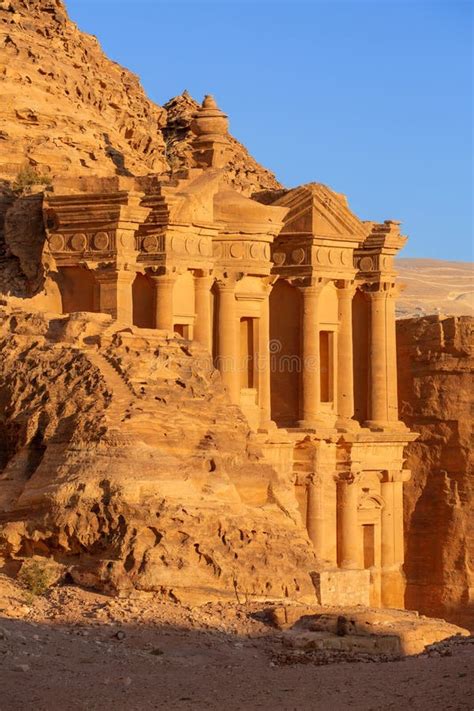 Ad Deir Monastery, Petra, Jordan at Sunset Stock Photo - Image of ...