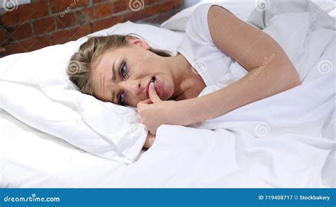 Upset Woman Crying in Bed at Night, Problems Stock Image - Image of relax, lying: 119408717