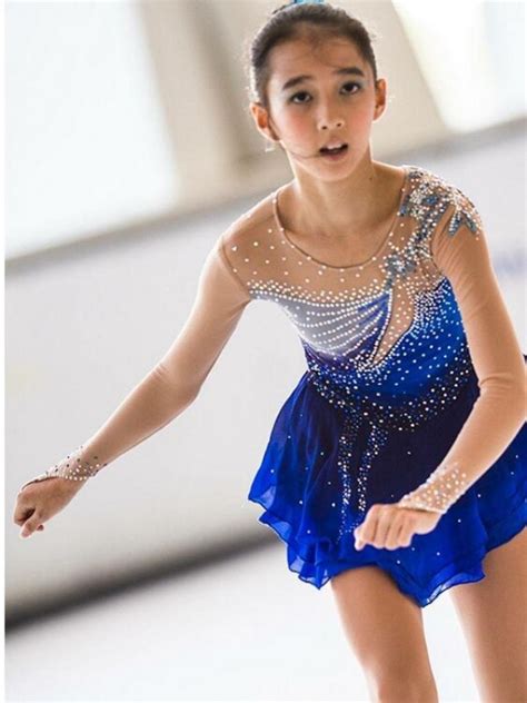 Blue Ice Skating Dress Girls Color Gradient Long Sleeves B1508 - Women - Gender - Ice Skating ...