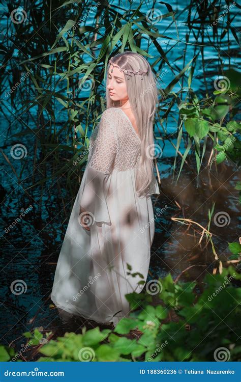 Pagan Rituals in Lake, Young Woman in White Stock Photo - Image of mermaid, girl: 188360236