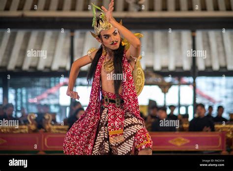 dancer performing a traditional Javanese dance at The Sultan's Palace / Kraton, Yogyakarta, Java ...