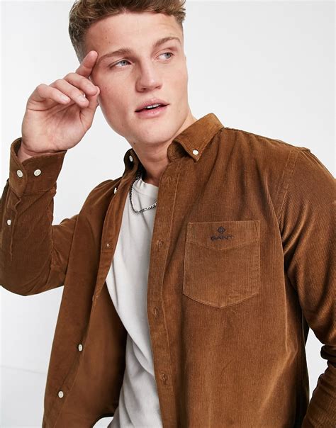 Gant Logo Cord Shirt Buttondown Regular Fit In Roasted Walnut-brown ...