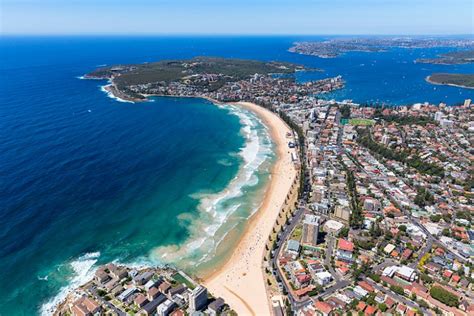 Manly Beach Wide Angle Aerial Photo Summer Northern Beaches