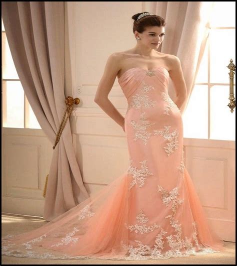 peach wedding dress - Google Search | Peach wedding dress, Peach wedding, Dresses