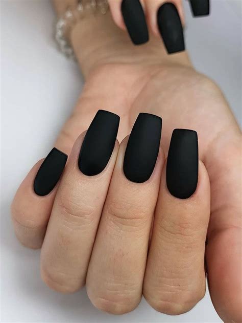 Long Matte Black Coffin Nails - SoSo Nail Art | Matte black nails ...