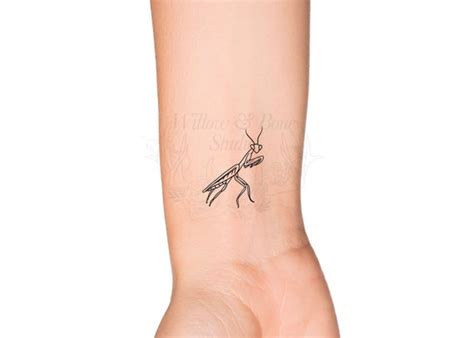 Praying Mantis Outline Insect Temporary Tattoo Single Line - Etsy