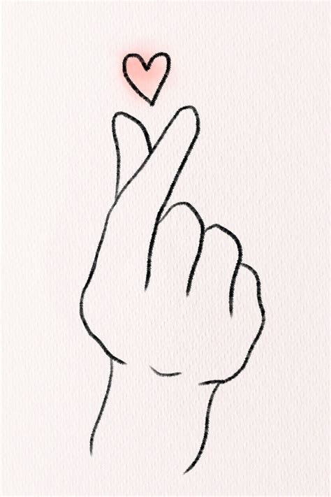 Download premium illustration of Mini heart hand sign in black and ...