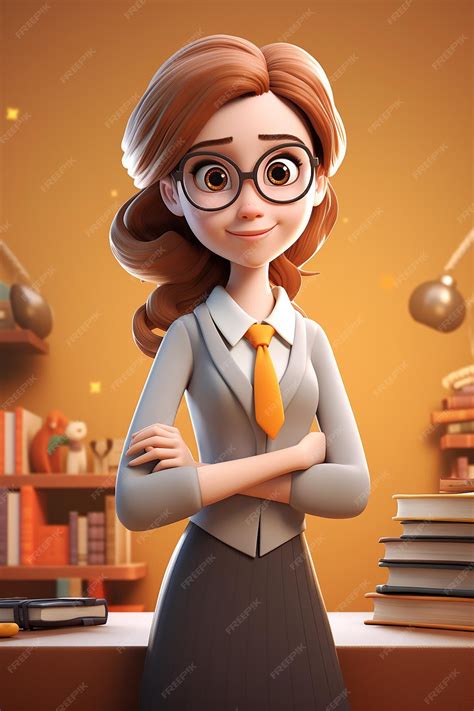 Premium AI Image | 3d female teacher cartoon character