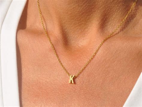 K Necklace Initial K Necklace, Letter K Necklace, Simple Name Necklace ...