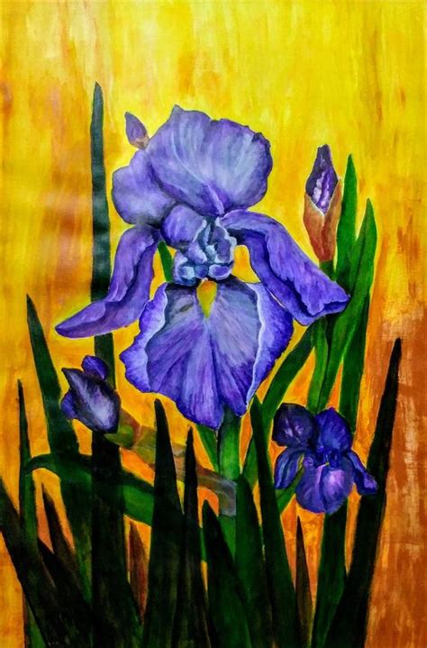 Blue Iris Painting in 2020 | Iris painting, Painting, Art