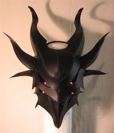 Handmade Black Leather Demon Mask V2 with Glowing by WintersEdge