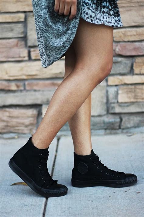 Black on Black Converse High Tops! Need these! | Black converse outfits ...