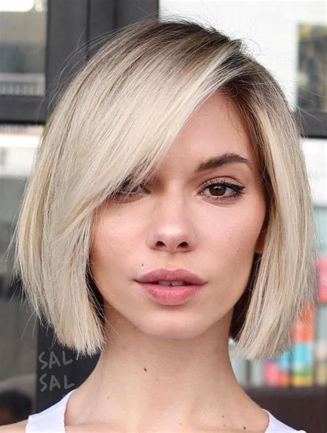 Short Blunt Bob with Side Bangs | Trendy short hair styles, Fine straight hair, Short hairstyles ...