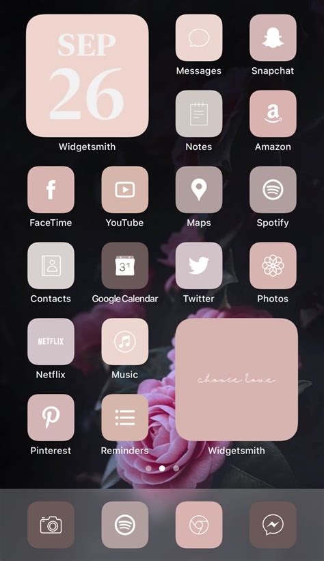 Aesthetic iOS 14 iPhone Home Screen Layout Inspiration App Icon Pack Pink Mauve Neutral Iphone ...