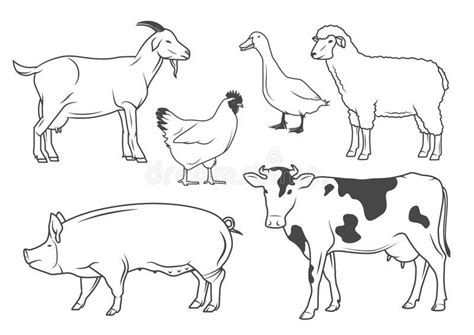 Farm animals. Set of vector drawings of farm animals , #Ad, #Set, # ...