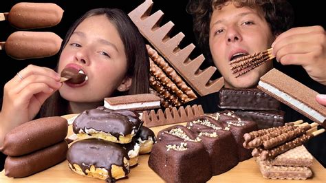 ASMR MAGNUM ICE CREAM, CHOCOLATE CAKE, TOBLERONE CHOCOLATE, ECLAIR, DESSERTS PARTY EATING SOUNDS ...