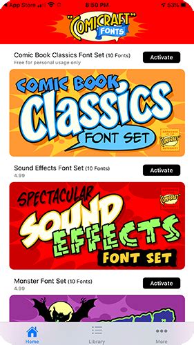 Comicraft Fonts iOS app