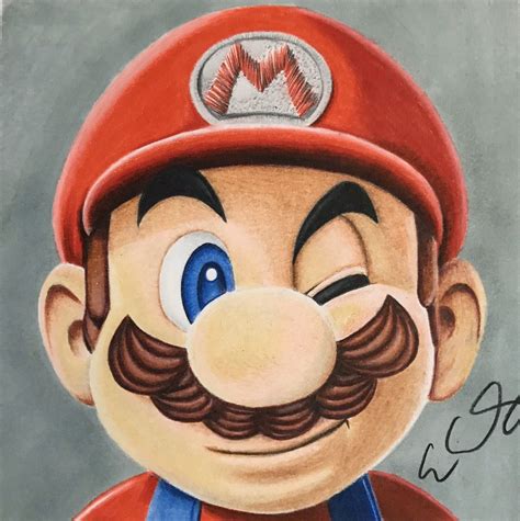 Super Mario Bros Drawing Of Mario- Print On 12” X 12” | eBay