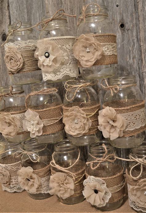 Rustic Wedding Centerpieces Bridal Shower Decorations Burlap | Etsy ...