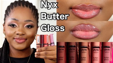 NYX BUTTER GLOSS ON DARK SKIN | NYX BUTTER GLOSS TRY ON - YouTube