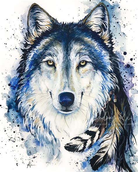 2Pc Set Wolf Watercolor, Grey Wolf Art Print, Colorful Wolf Art, Feed The Good Wolf, Animal ...
