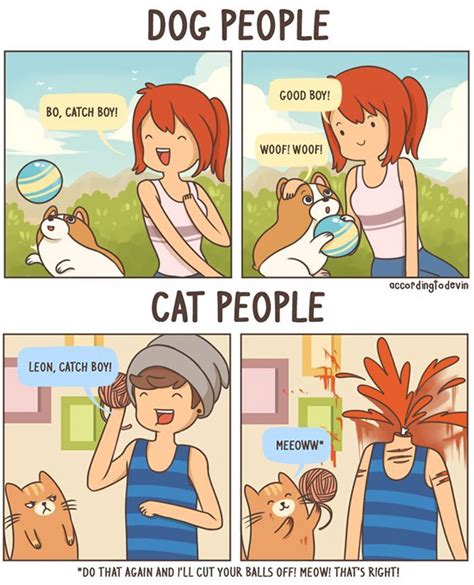 10+ Hilarious Comics That Perfectly Illustrate The Differences Between Cats And Dogs | DeMilked