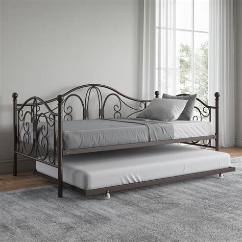 DHP Bombay Twin Size Metal Daybed Frame and Twin Size Trundle, Bronze ...