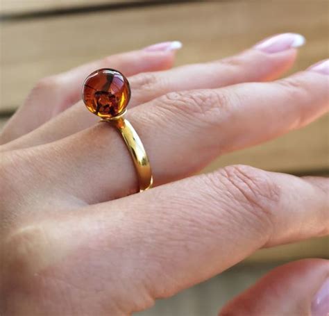 Amber Silver Rings. Natural Baltic Amber Rings.