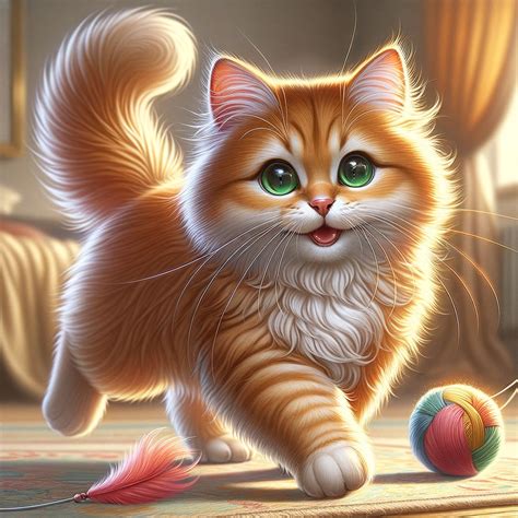 Orange Tabby Cat with Emerald Green Eyes | Playful and Fluffy | AI Art ...