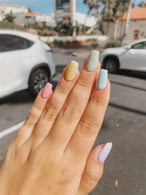 rainbow pastel nails | Nail garden, White nails, Pastel nails