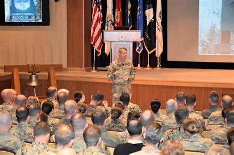 General Daniel R. Hokanson speaks at the Joint Forces Staff College.