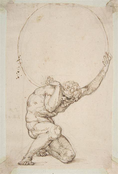 Crouching Figure of Atlas Artist:Baldassare Tommaso Peruzzi (Italian ...