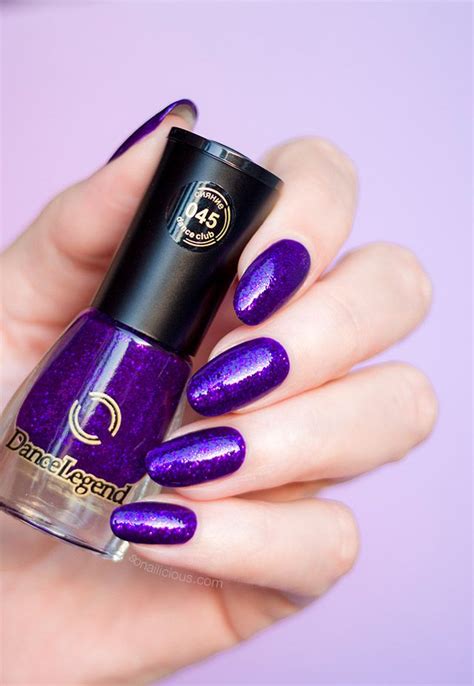 Purple glitter nails feat. Dance Legend Purple Glitter Rain Purple ...