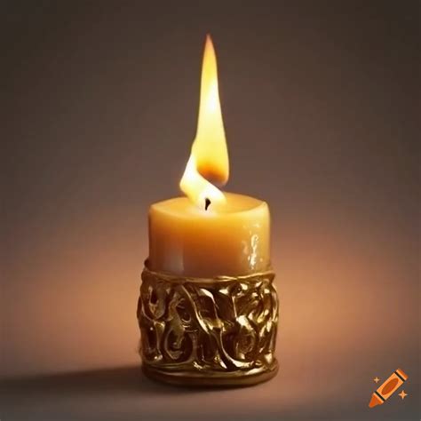 Intricately carved gold wax candle