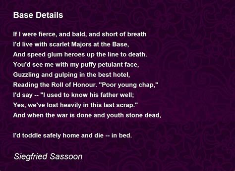 Base Details - Base Details Poem by Siegfried Sassoon