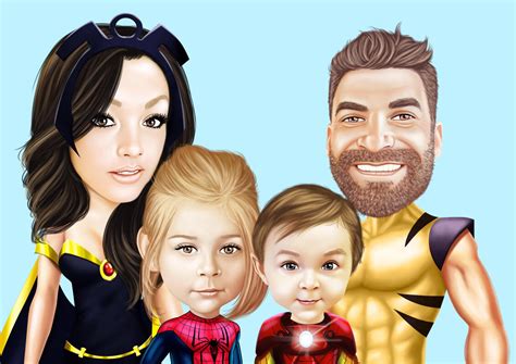 Superhero Group Cartoon from Photos as Personalized Superheroes