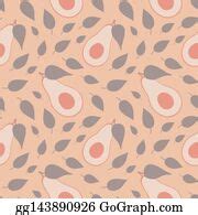 1 Avocado Pitted Seamless Pattern Pastel Pink Color Clip Art | Royalty Free - GoGraph