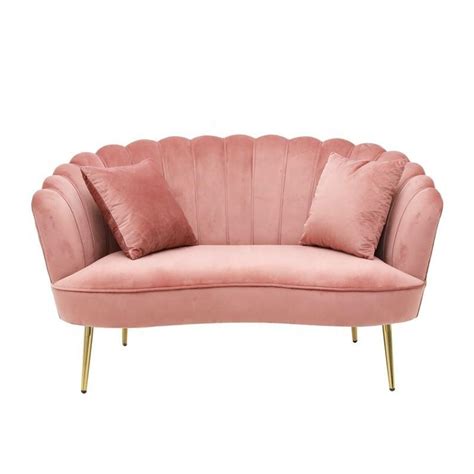 Two Seat Living Room Furniture Sofa Modern Pink Velvet Loveseats Sofa - China Sofa and Leather Sofa